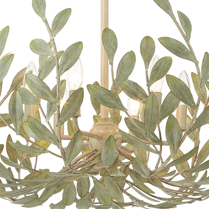 Crystorama Broche 6 Light Chandelier, Champagne Green Tea