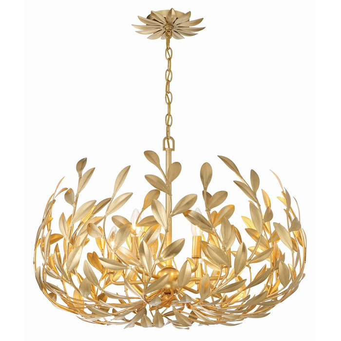 Crystorama Broche 6 Light 27" Chandelier, Antique Gold