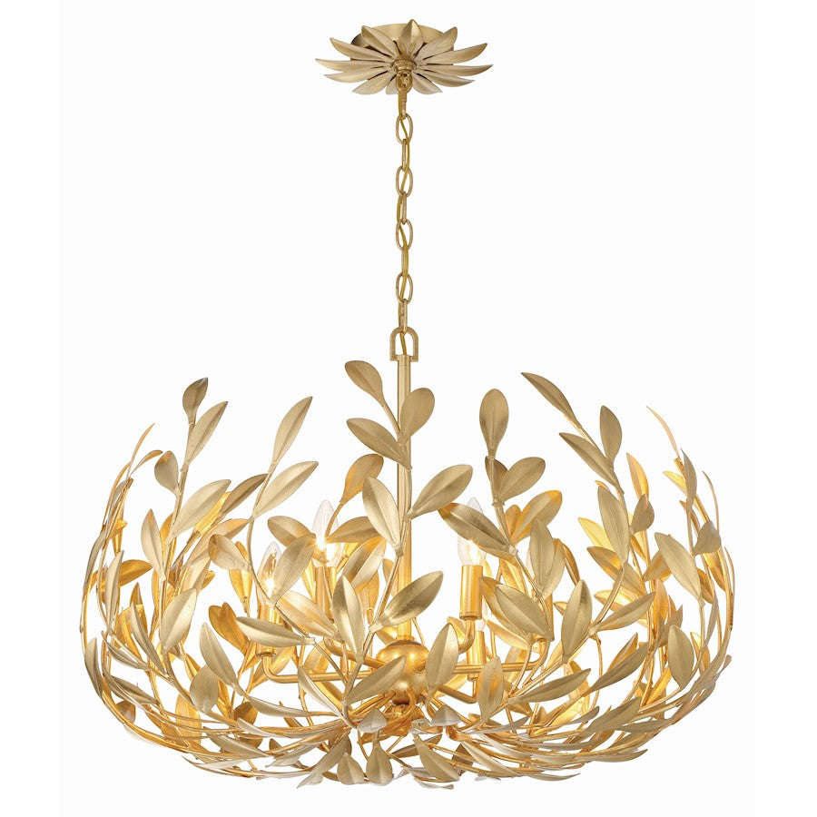 Crystorama Broche 6 Light 27" Chandelier, Antique Gold