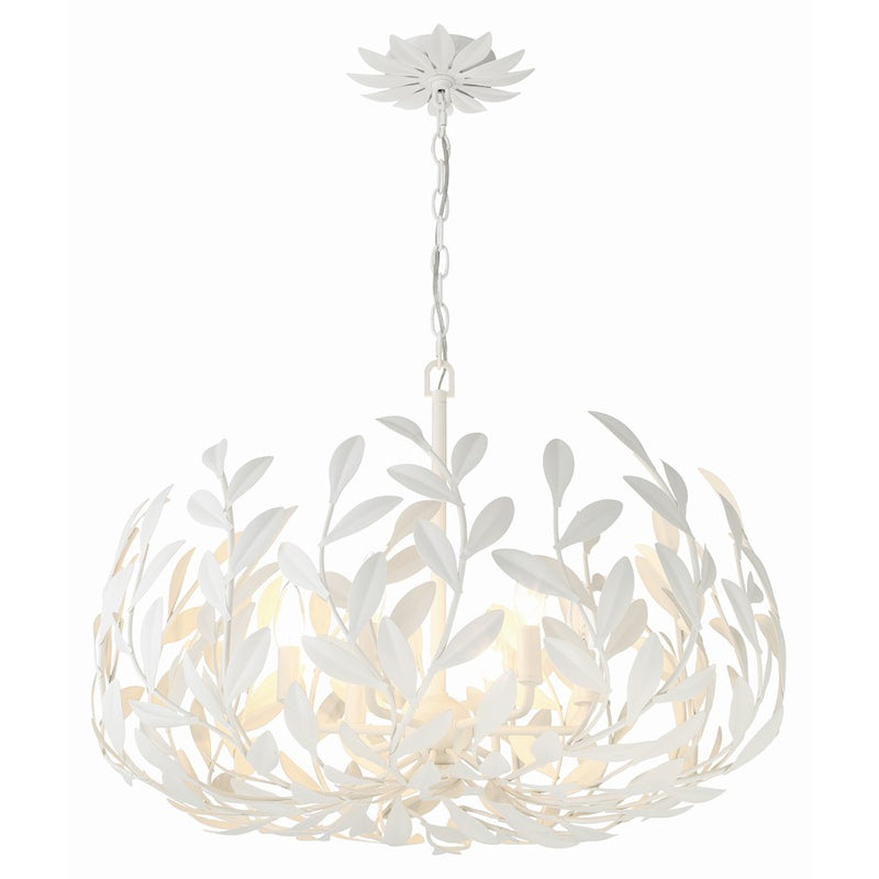Crystorama Broche 6 Light 27" Chandelier, Matte White