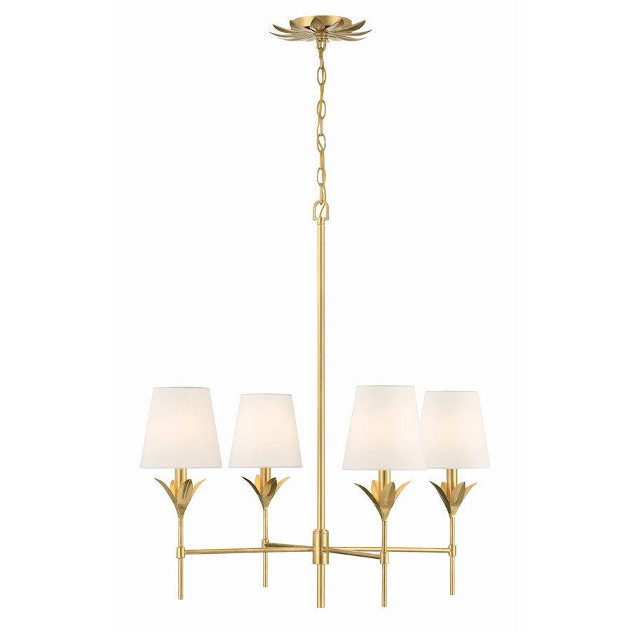 Crystorama Broche 6 Light 18" Chandelier, Antique Gold