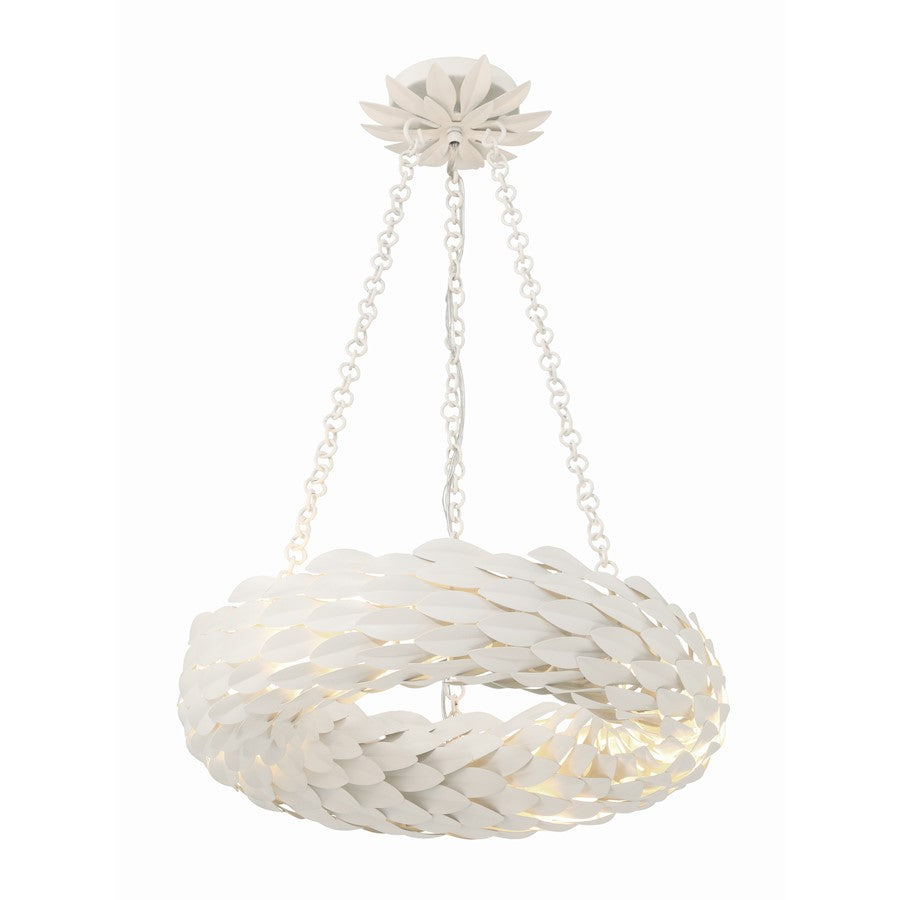 Crystorama Broche 6 Light Chandelier, Matte White