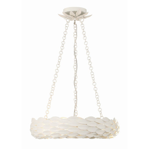 Crystorama Broche 6 Light Chandelier, Matte White