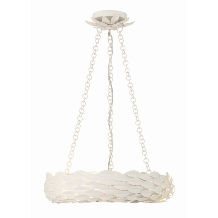 Crystorama Broche 6 Light Chandelier, Matte White