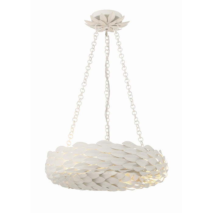Crystorama Broche 6 Light Chandelier, Matte White