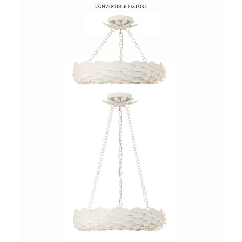 Crystorama Broche 6 Light Chandelier, Matte White