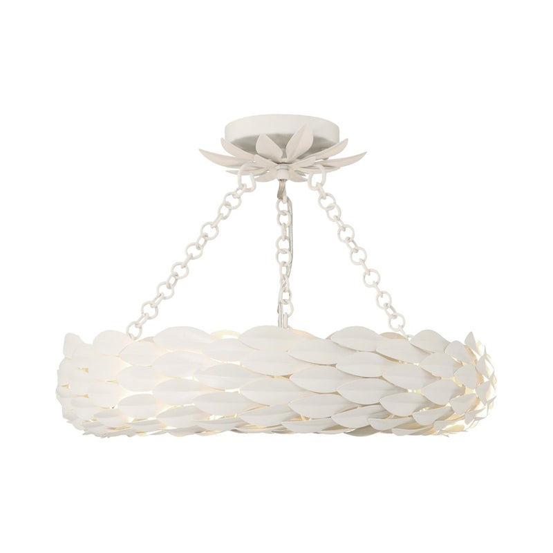 Crystorama Broche 6 Light Semi Flush Mount, Matte White