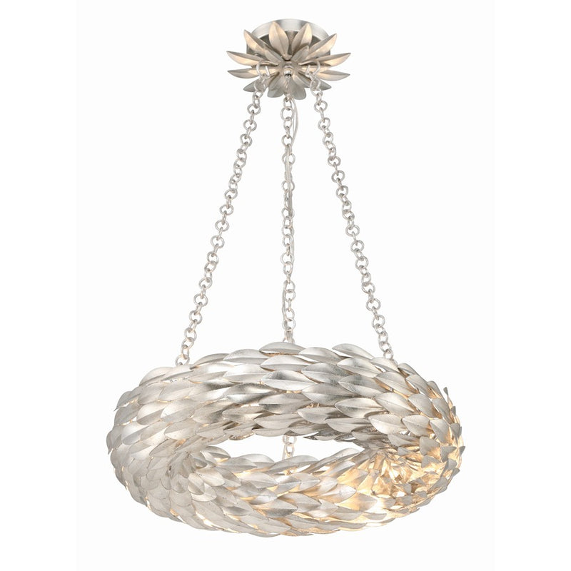 Crystorama Broche 6 Light Chandelier, Antique Silver