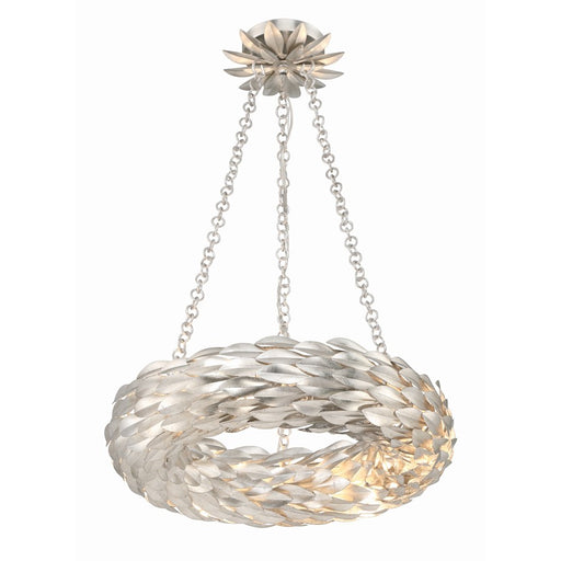 Crystorama Broche 6 Light Chandelier, Antique Silver
