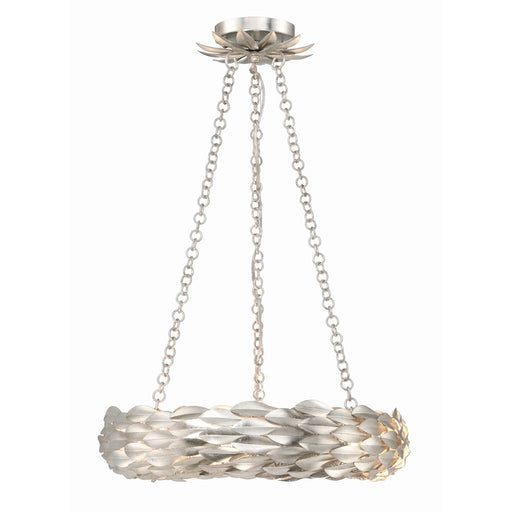 Crystorama Broche 6 Light Chandelier, Antique Silver