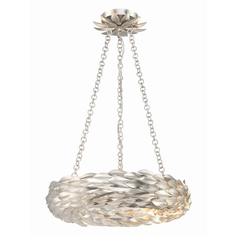 Crystorama Broche 6 Light Chandelier, Antique Silver