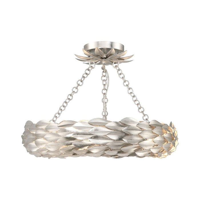 Crystorama Broche 6 Light Semi Flush Mount, Antique Silver