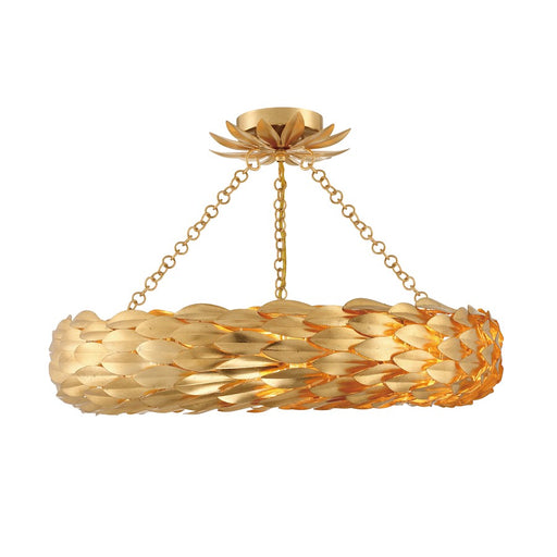 Crystorama Broche Semi Flush Mount, Antique Gold