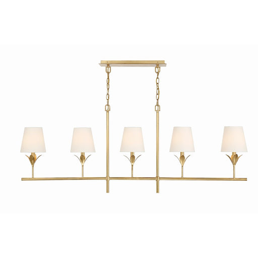 Crystorama Broche 5 Light Chandelier, Antique Gold/White