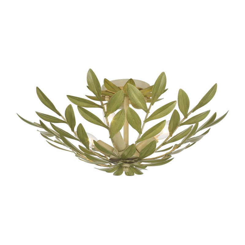 Crystorama Broche 4 Light 20.75" Semi Flush Mount, Champagne Green Tea