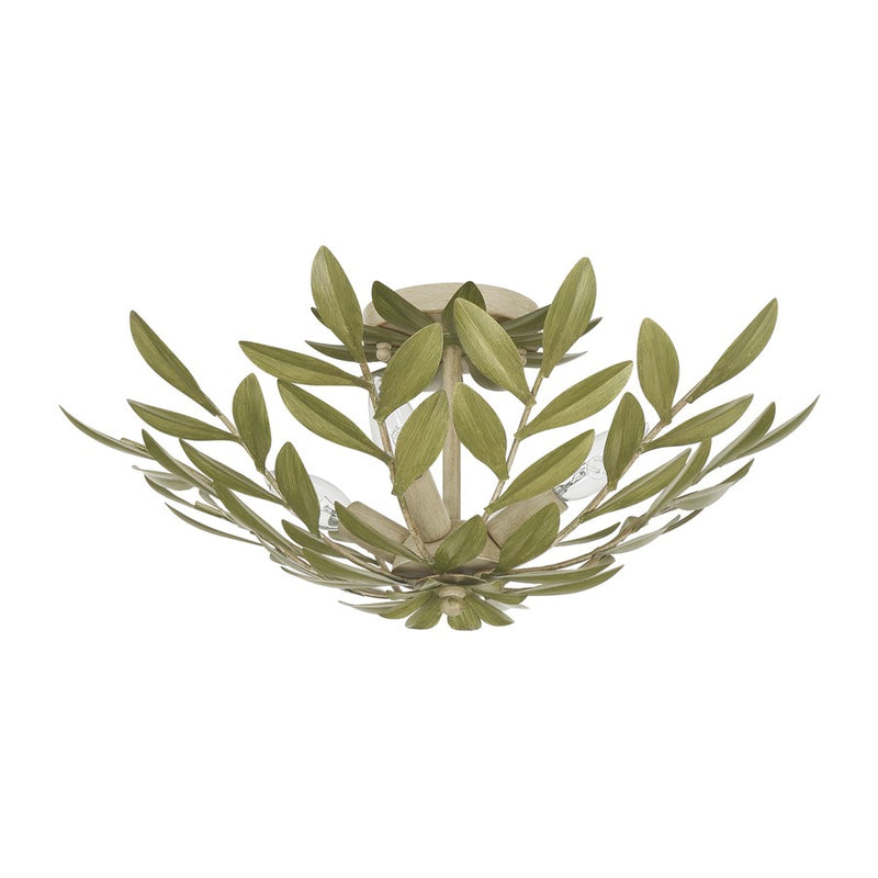 Crystorama Broche 4 Light 20.75" Semi Flush Mount, Champagne Green Tea