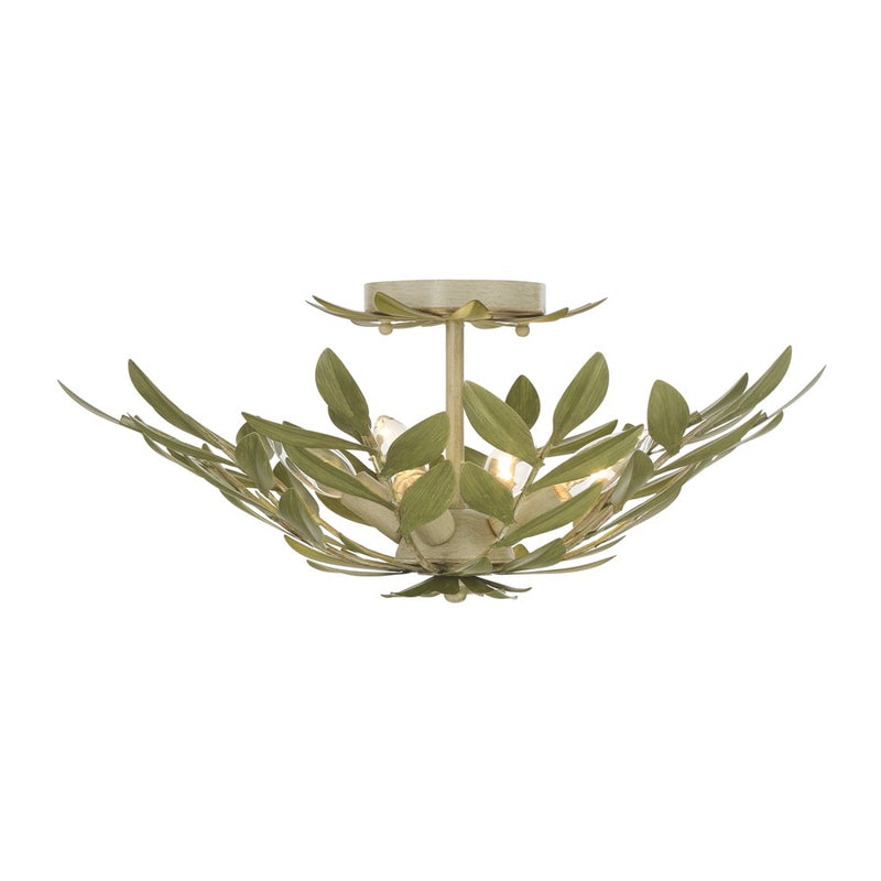 Crystorama Broche 4 Light 20.75" Semi Flush Mount, Champagne Green Tea