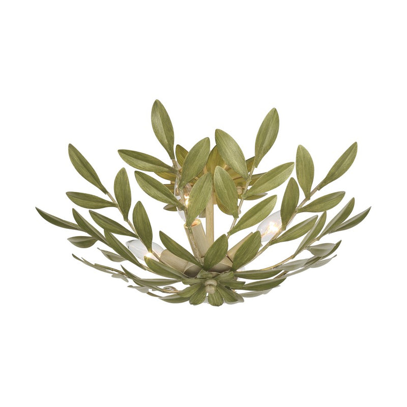 Crystorama Broche 4 Light 20.75" Semi Flush Mount, Champagne Green Tea