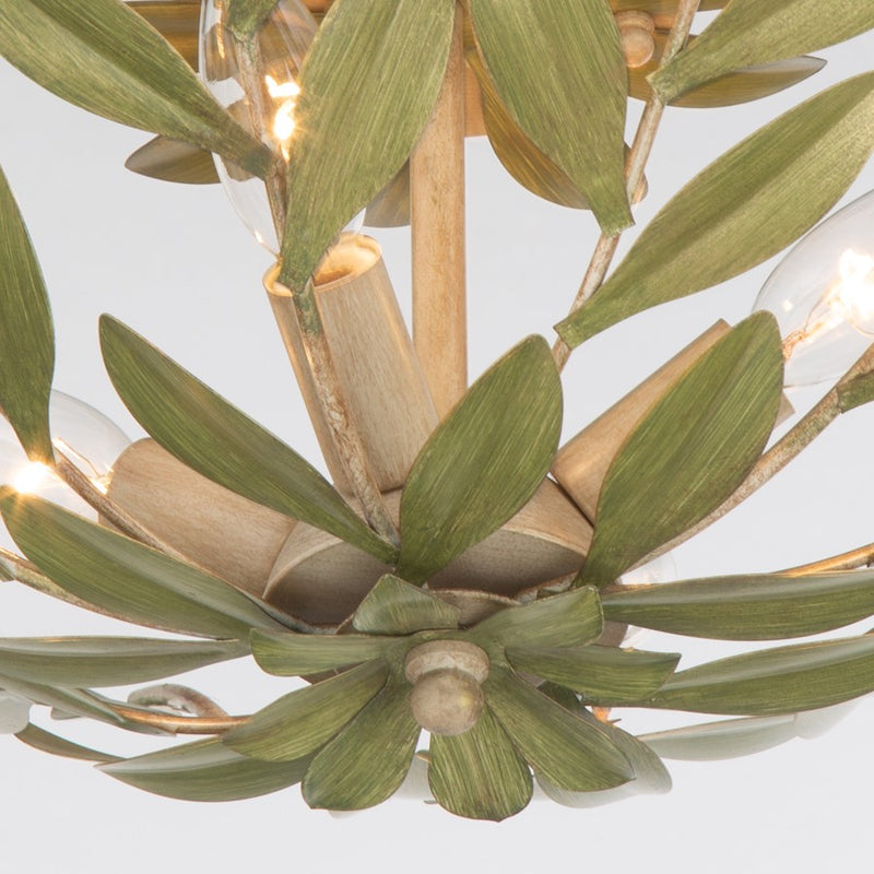 Crystorama Broche 4 Light 20.75" Semi Flush Mount, Champagne Green Tea