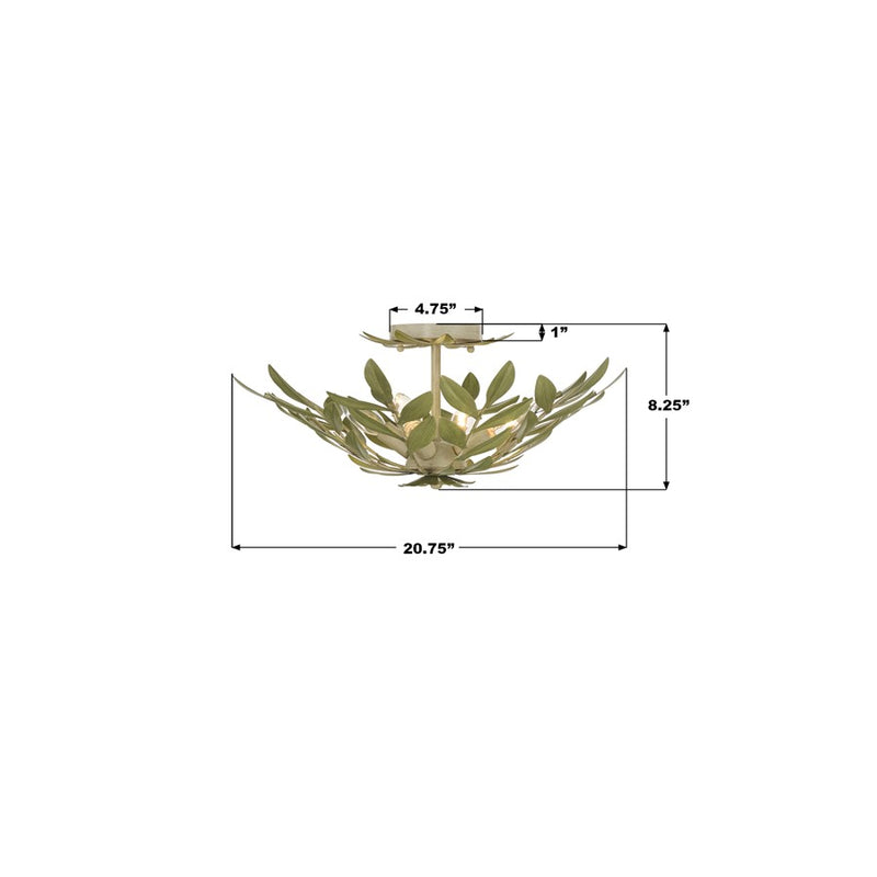 Crystorama Broche 4 Light 20.75" Semi Flush Mount, Champagne Green Tea