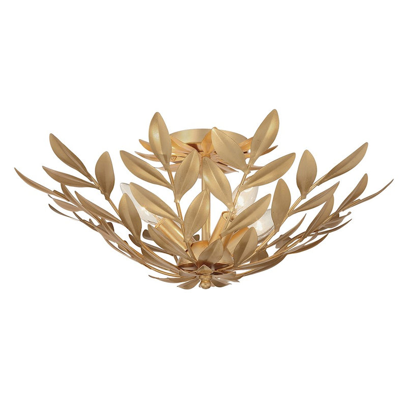 Crystorama Broche 4 Light Semi Flush Mount, Antique Gold