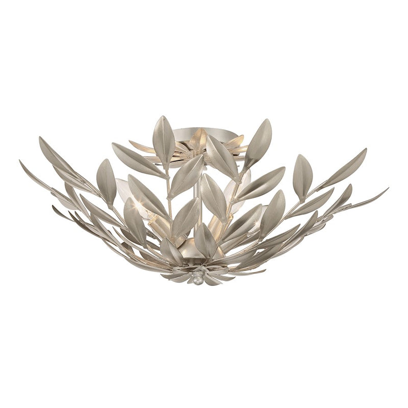 Crystorama Broche 4 Light Semi Flush Mount, Antique Silver