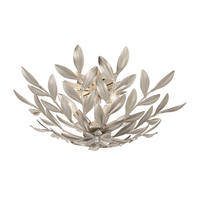 Crystorama Broche 4 Light Semi Flush Mount, Antique Silver