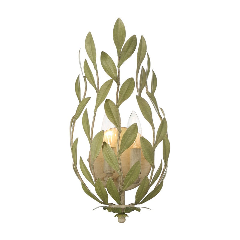 Crystorama Broche 2 Light 8.25" Sconce, Champagne Green Tea