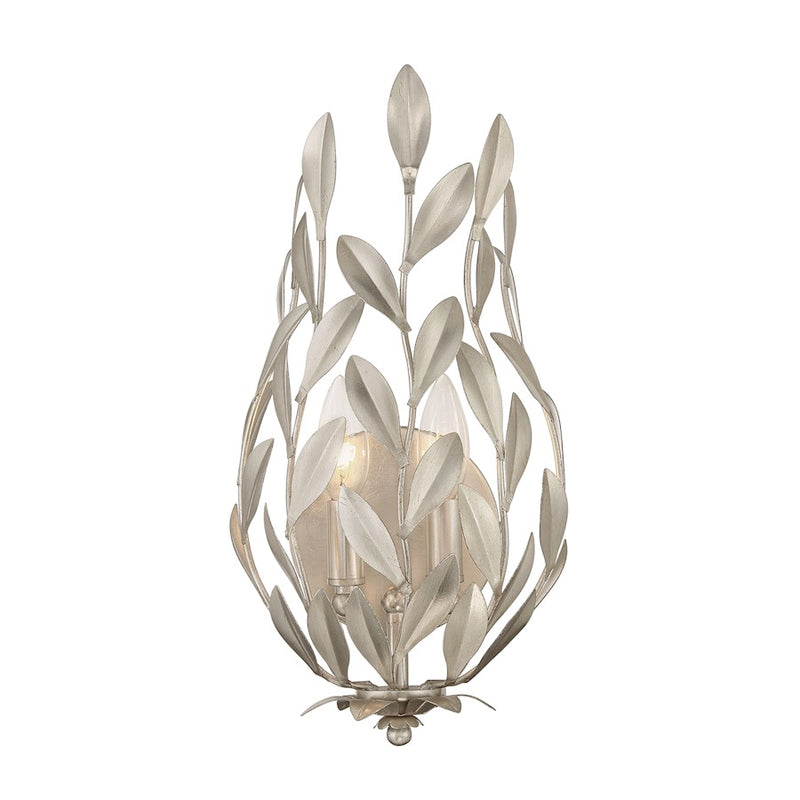 Crystorama Broche 2 Light Sconce, Antique Silver