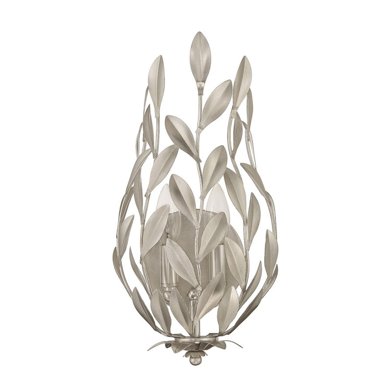 Crystorama Broche 2 Light Sconce, Antique Silver