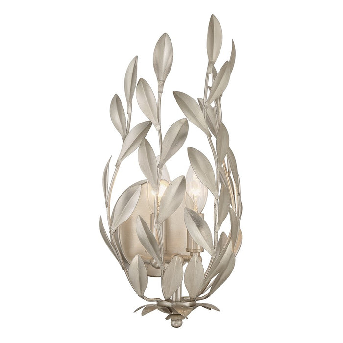Crystorama Broche 2 Light Sconce, Antique Silver