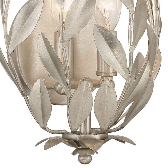 Crystorama Broche 2 Light Sconce, Antique Silver