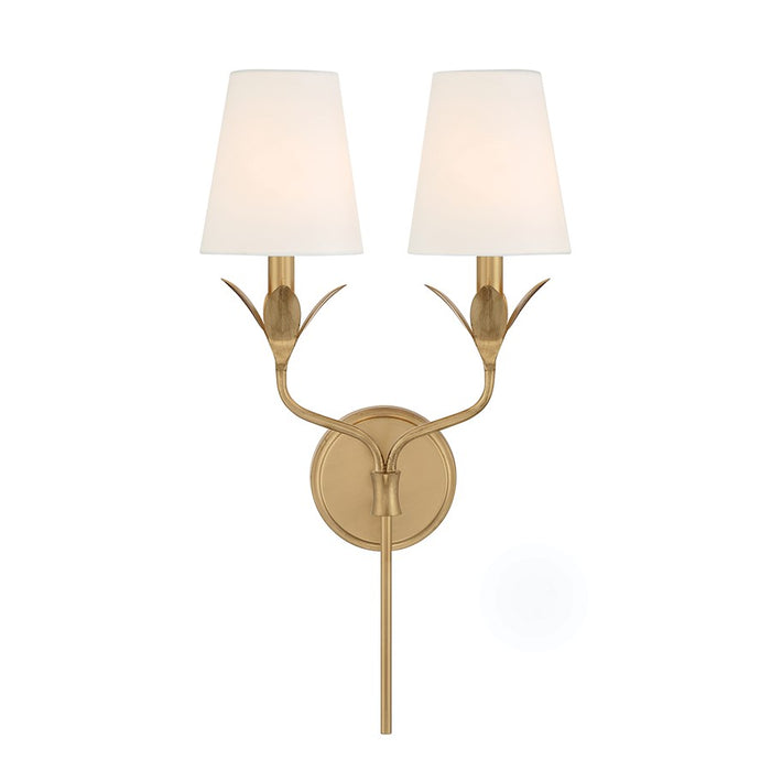 Crystorama Broche 2 Light Sconce, Antique Gold/White - 562-GA