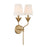Crystorama Broche 2 Light Sconce, Antique Gold/White
