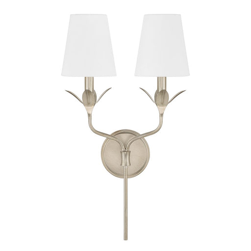 Crystorama Broche 2 Light Armed Sconce, Antique Silver/White