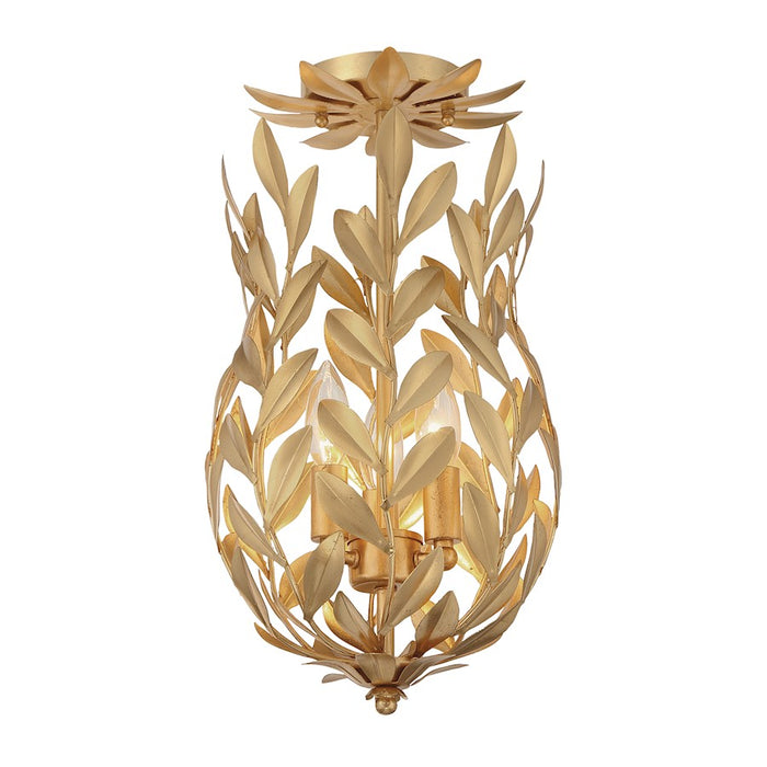 Crystorama Broche 3 Light Semi Flush Mount, Antique Gold - 563-GA-CEILING