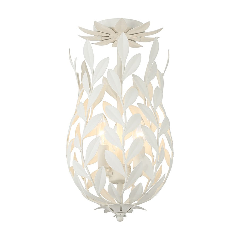 Crystorama Broche 3 Light Semi Flush Mount, Matte White