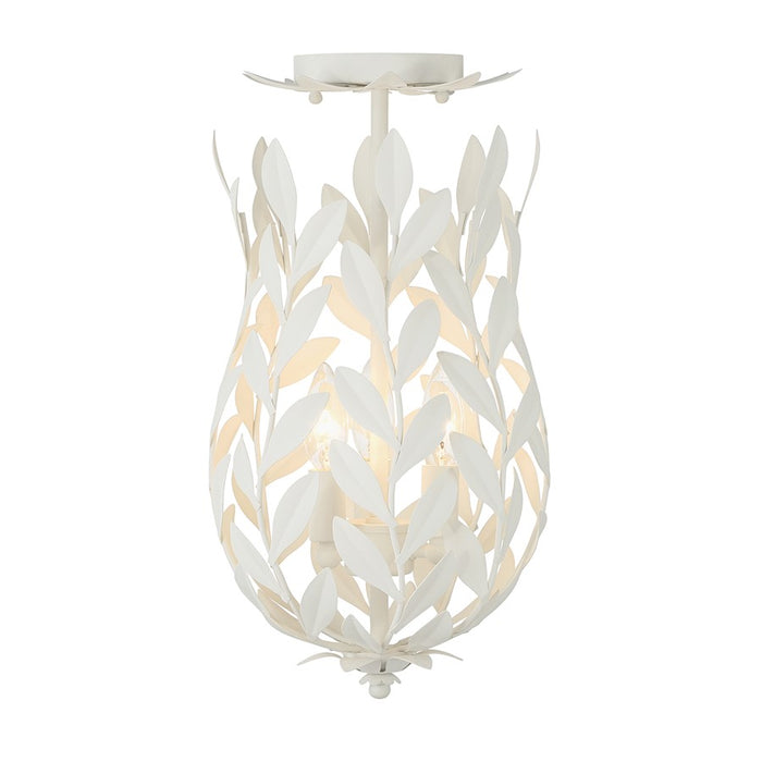 Crystorama Broche 3 Light Semi Flush Mount, Matte White