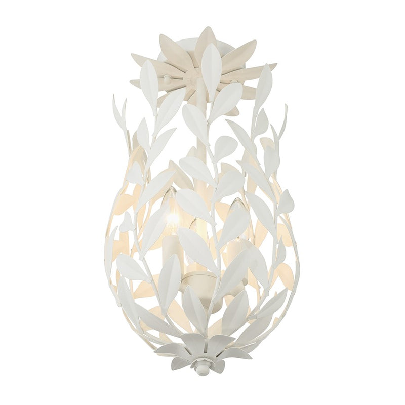 Crystorama Broche 3 Light Semi Flush Mount, Matte White