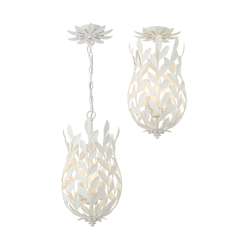 Crystorama Broche 3 Light Semi Flush Mount, Matte White
