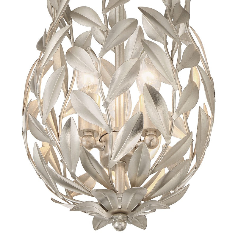 Crystorama Broche 3 Light Mini Pendant, Antique Silver