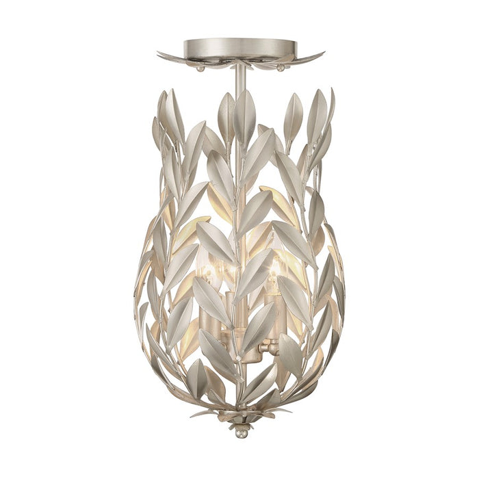 Crystorama Broche 3 Light Semi Flush Mount, Antique Silver