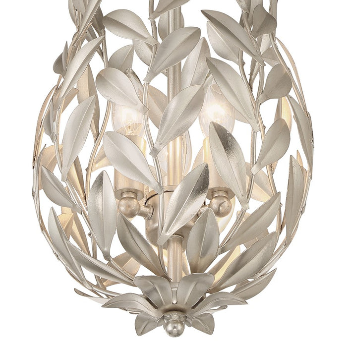 Crystorama Broche 3 Light Semi Flush Mount, Antique Silver