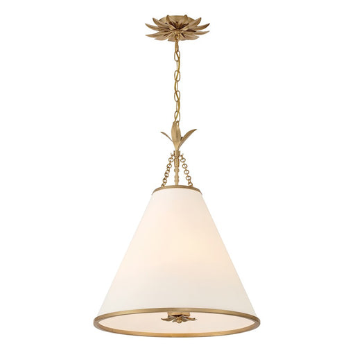 Crystorama Broche 4 Light Pendant, Antique Gold/White - 564-GA