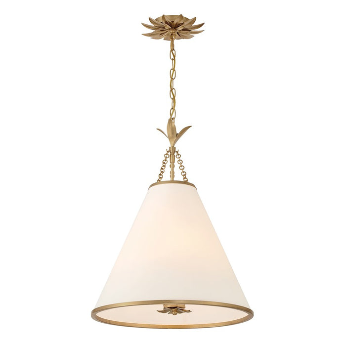 Crystorama Broche 4 Light Pendant, Antique Gold/White - 564-GA