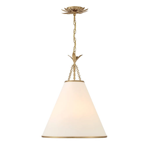 Crystorama Broche 4 Light Pendant, Antique Gold/White
