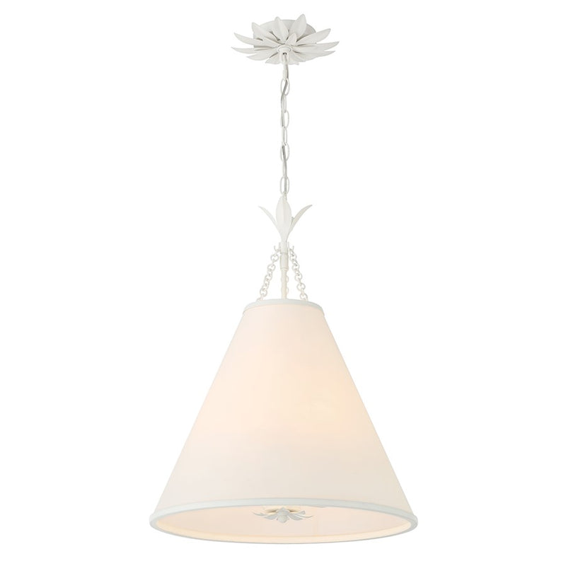 Crystorama Broche 4 Light Pendant, Matte White/White