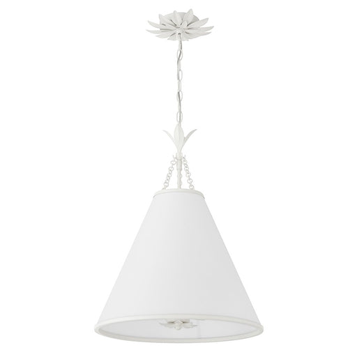 Crystorama Broche 4 Light Pendant, Matte White/White
