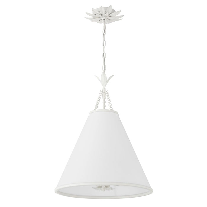 Crystorama Broche 4 Light Pendant, Matte White/White