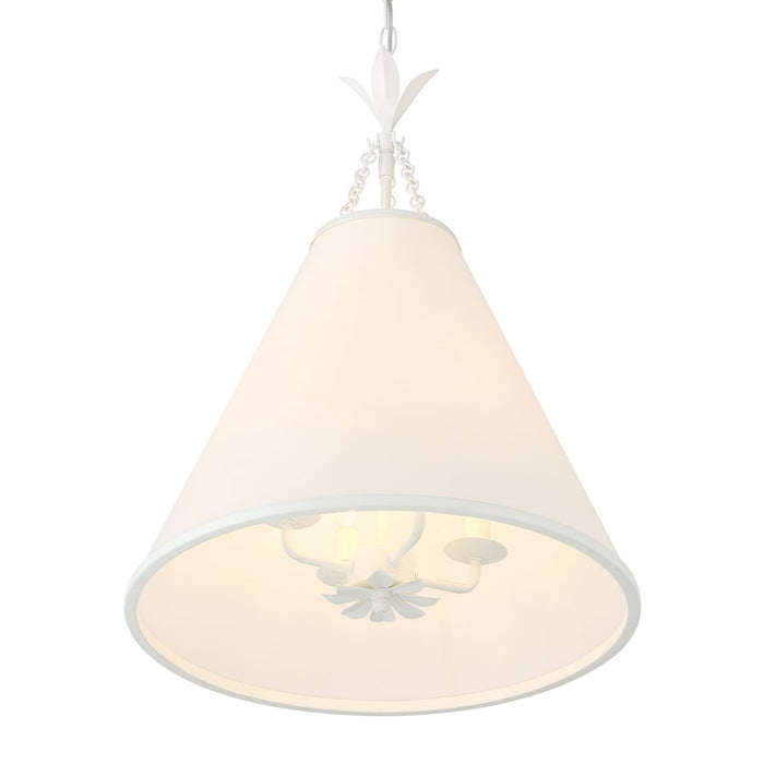 Crystorama Broche 4 Light Pendant, Matte White/White